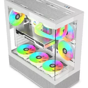 GABINETE SOLARMAX CM-W930 BLANCO GAMER 3 COOLER RGB ATX