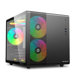 GABINETE SOLARMAX CM-B300 BLACK 3 FAN RGB MESH