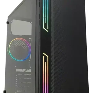 GABINETE GAMER SATE K885 BLACK ATX 1 RGB FAN + BARRA FRONTAL LATERAL RGB CON PANEL LATERAL DE ACRILICO